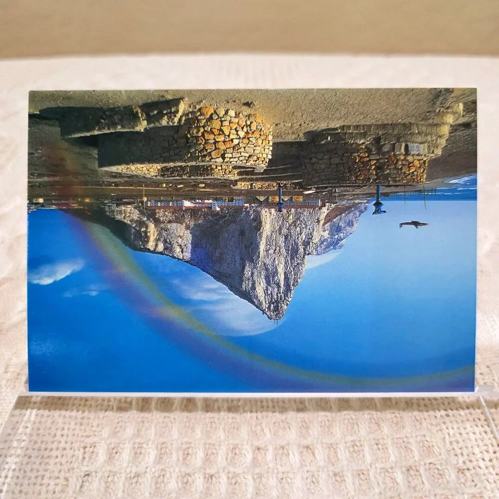 Vintage Gilbratar Rainbow Over the Rock Airplane Zarzuela 54 Postcard Unposted